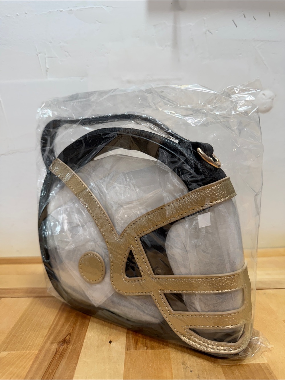 Clear Round Crossbody Bag with Beige Trim - Picture 4 of 4